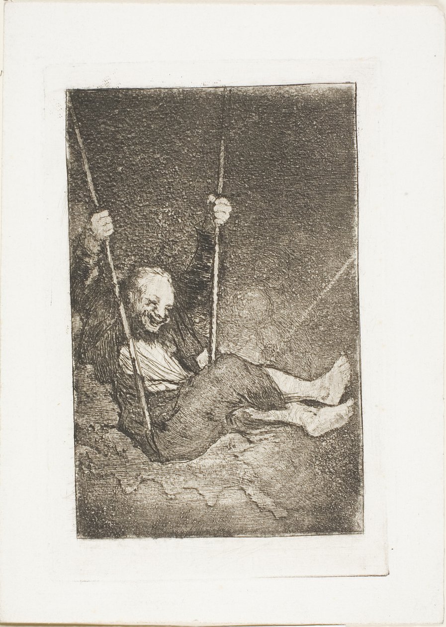 Oude man op een schommel door Francisco Jose de Goya y Lucientes
