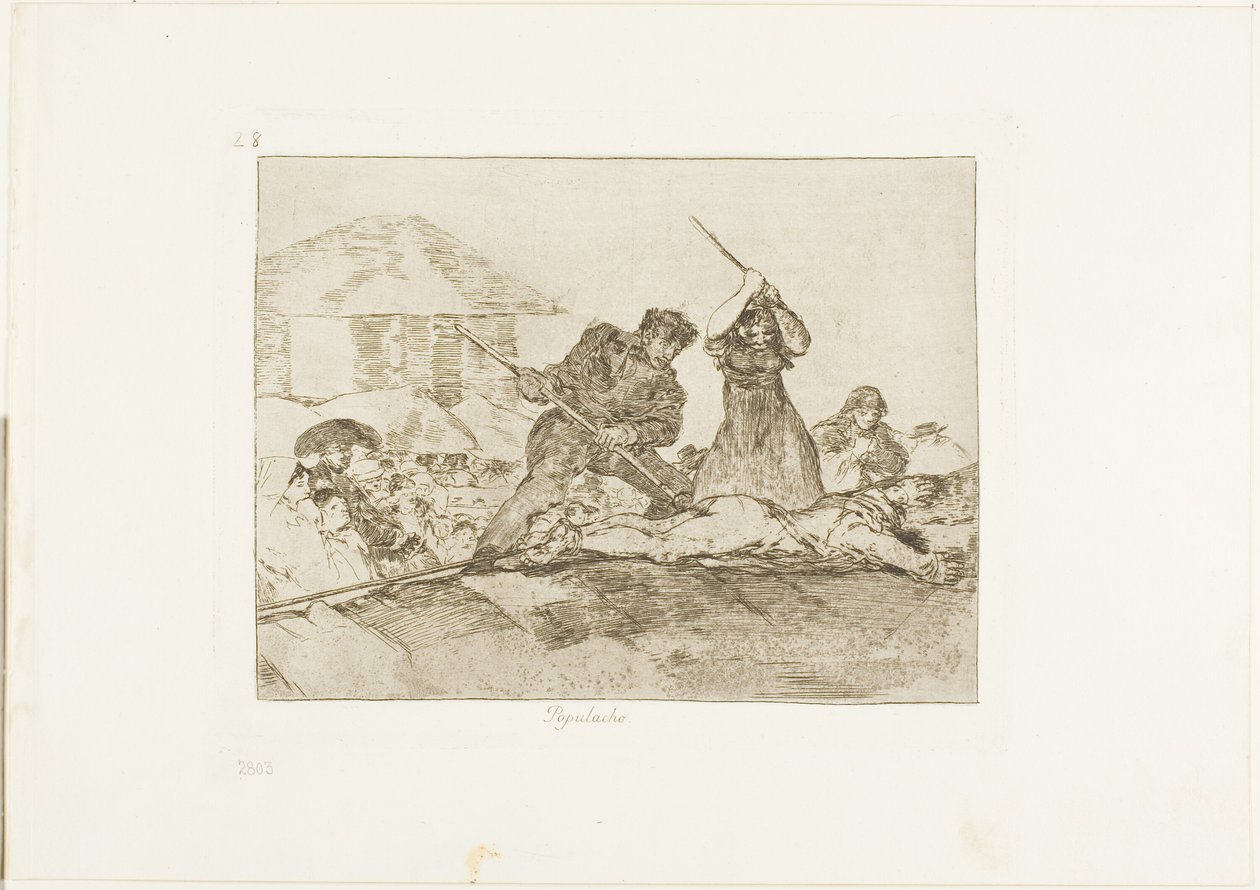 Gepeupel, plaat 28 uit De Rampen van de Oorlog door Francisco Jose de Goya y Lucientes