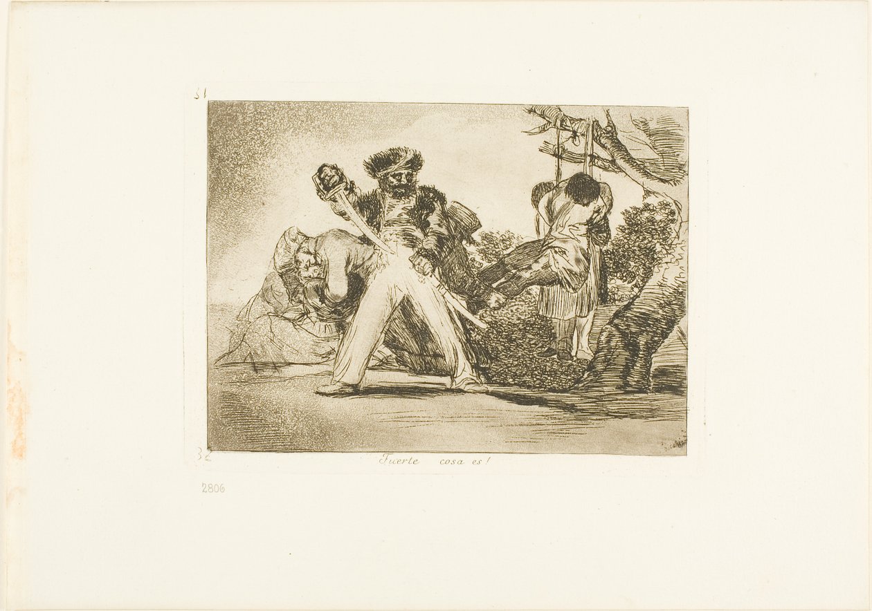 Dat is moeilijk!, plaat 31 uit De oorlogsrampen door Francisco Jose de Goya y Lucientes