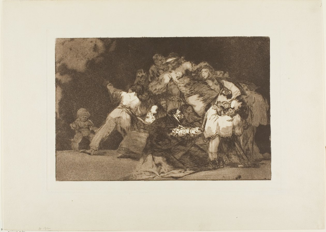 De klauwen van een kat en de jurk van een toegewijde - zoals de ondeugd vaak gekleed gaat in het habijt van de deugd, plaat negen uit Los Proverbios door Francisco Jose de Goya y Lucientes
