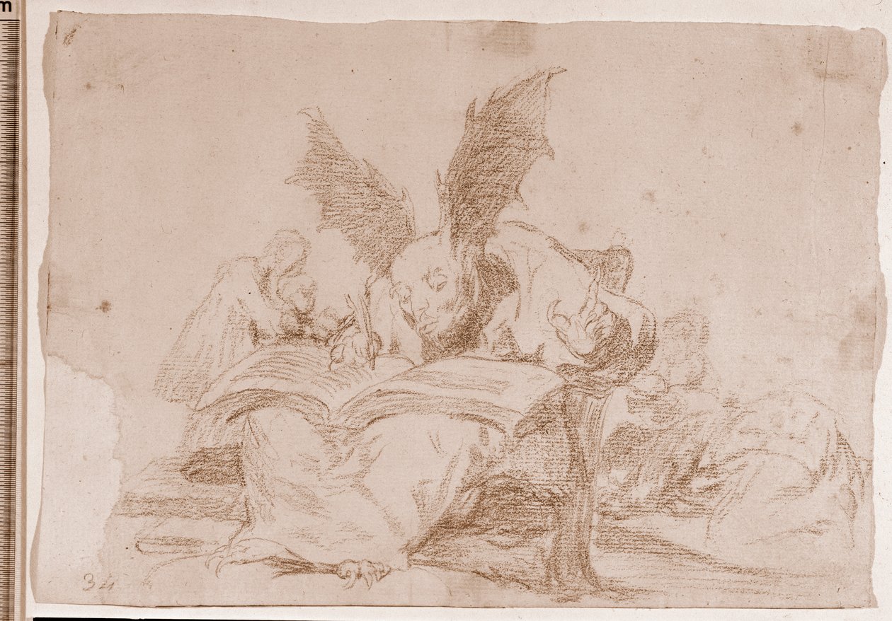 De rampen van de oorlog: Tegen het algemeen belang (voorbereidende tekening) door Francisco de Goya