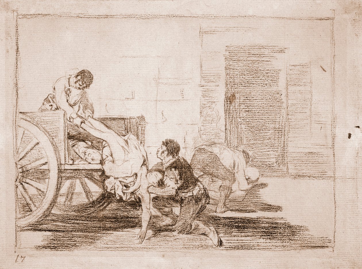 De rampen van de oorlog: Ladingen naar de begraafplaats door Francisco de Goya