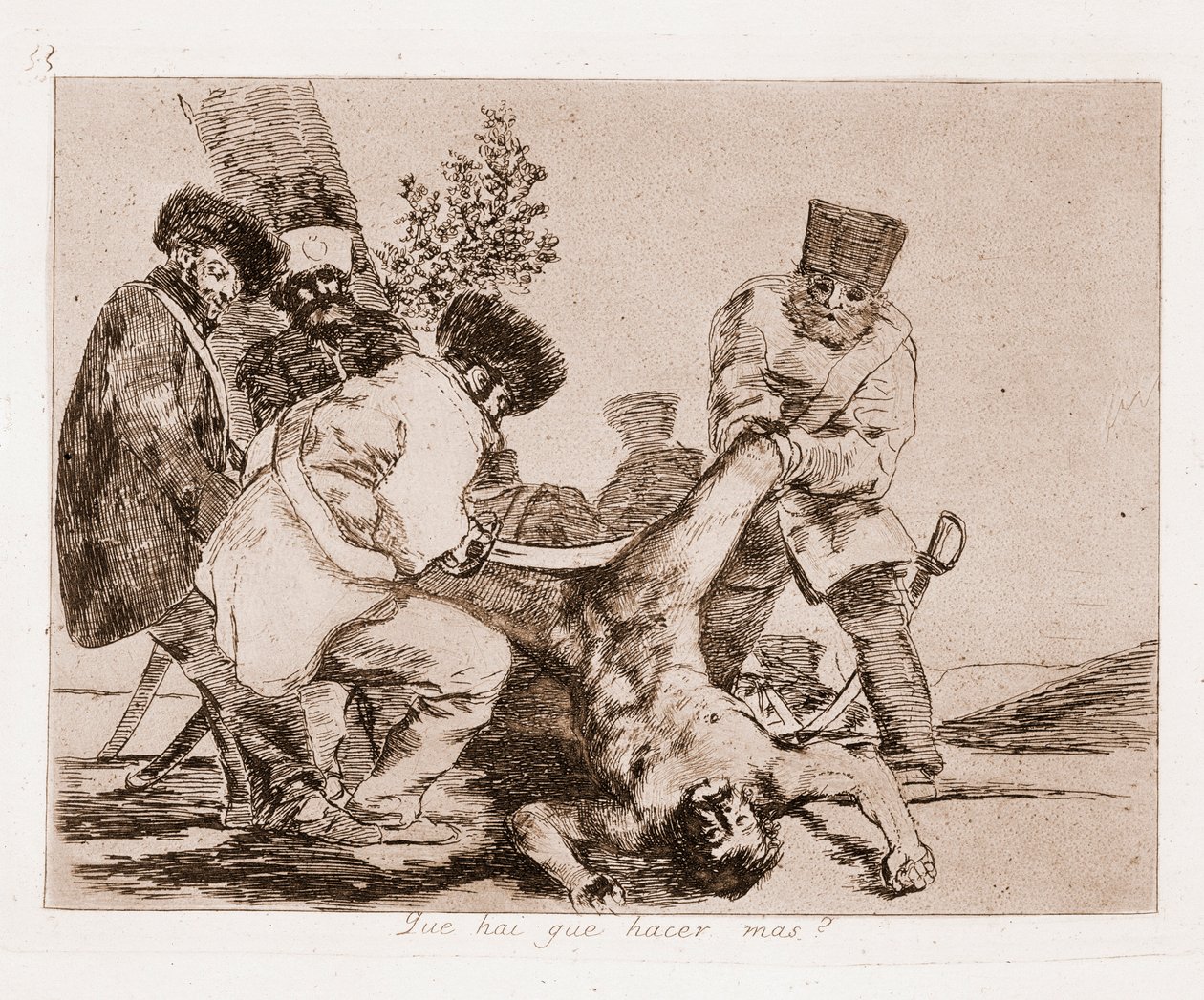 De rampen van de oorlog: Wat kunnen we anders doen? (Gravure naar tekening) door Francisco de Goya