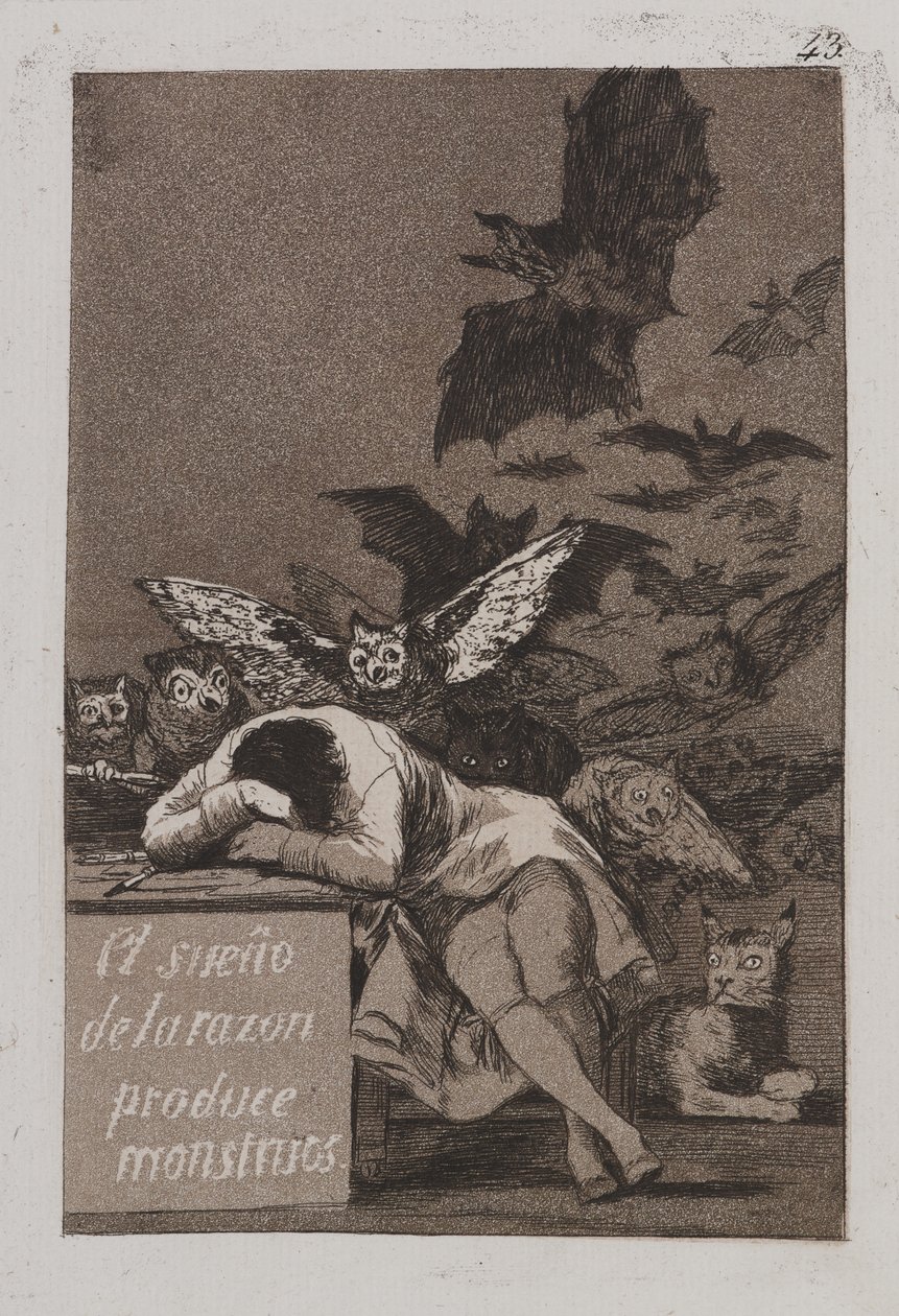 De slaap van de rede brengt monsters voort (El sueño de la razón produce monstruos) door Francisco de Goya