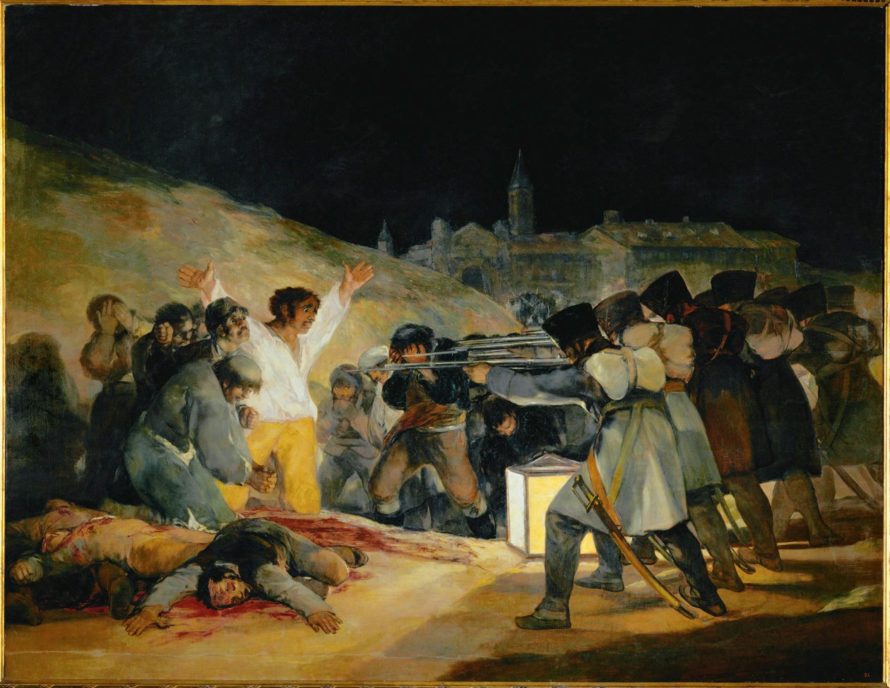 De Derde Mei: de executie van Spaanse opstandelingen door Napoleontische troepen onder generaal Murat (olieverf op doek) door Francisco Jose de Goya y Lucientes