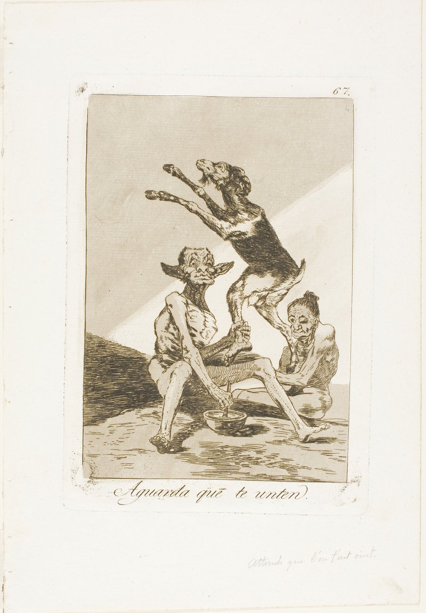 Wacht tot je gezalfd bent, plaat 67 van Los Caprichos door Francisco Jose de Goya y Lucientes