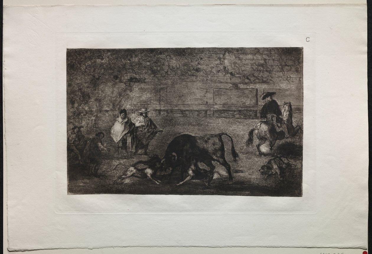 Stierengevechten: De Hond Losgelaten op de Stier door Francisco de Goya