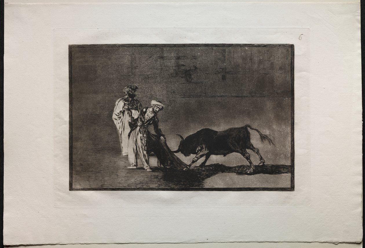 Stierengevechten: De Moren Maken een Andere Spel in de Ring en Roepen de Stier met de Burnous door Francisco de Goya