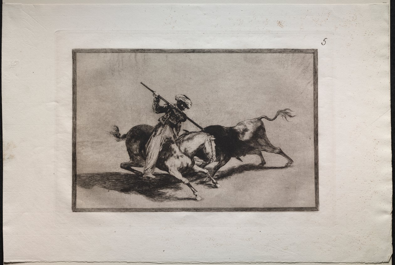 Stierengevechten: De Geestdriftige Moor Gazul is de Eerste die Vechten volgens de Regels door Francisco de Goya