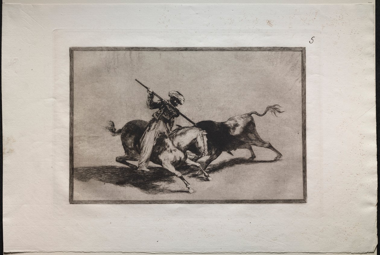Stierengevechten: De Geestdriftige Moor Gazul is de Eerste die Vechten Volgens de Regels, 1876 door Francisco de Goya