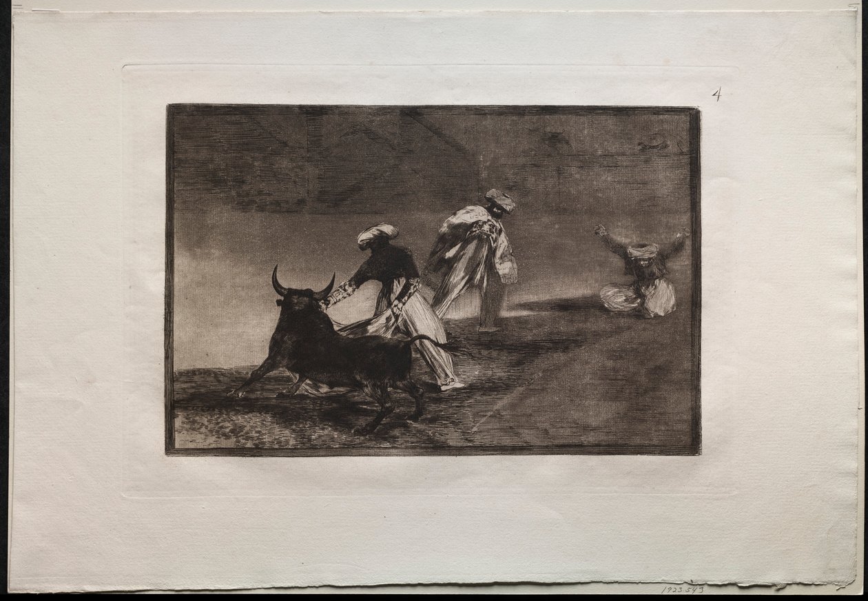 Stierengevechten: Ze spelen een andere met de cape in een omheining, 1876 door Francisco de Goya