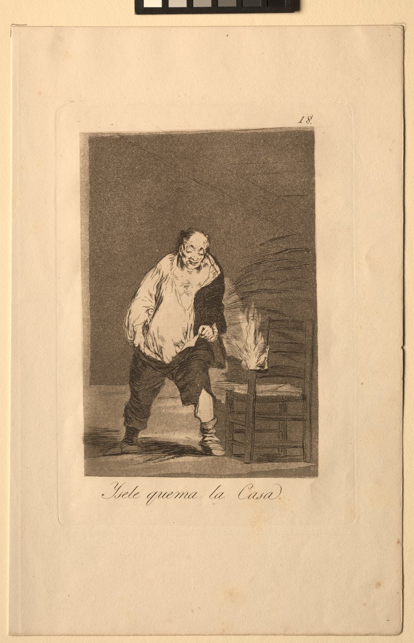 Caprichos: En zijn huis staat in brand door Francisco de Goya