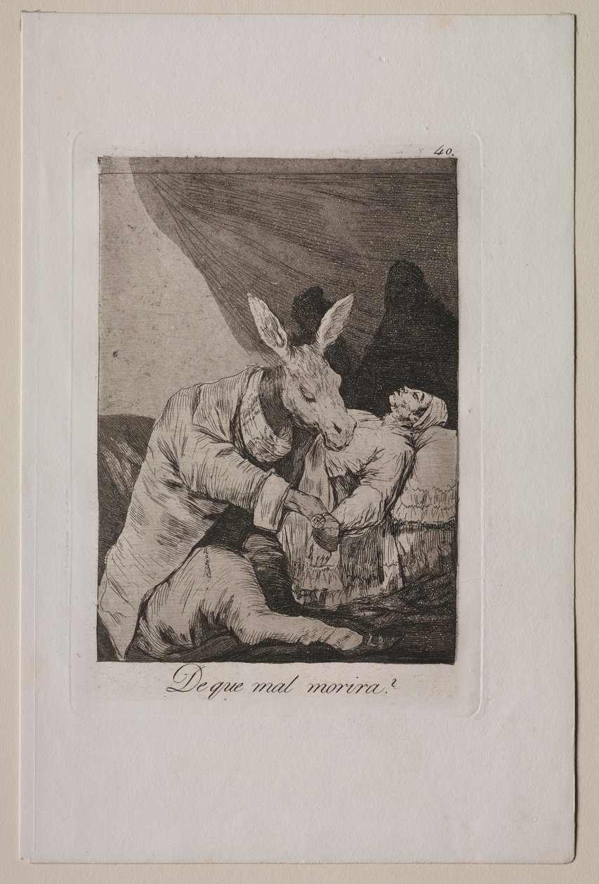 Caprichos: Aan welke kwaal zal hij sterven, c. 1798 door Francisco de Goya
