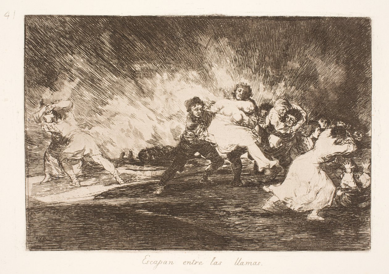 Ze vluchten door de vlammen (41) door Francisco de Goya