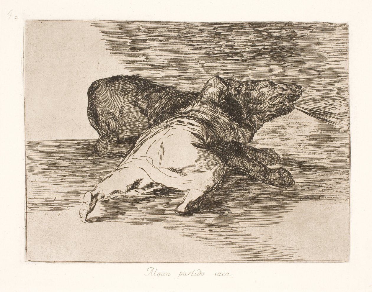 Hij haalt er iets uit! (40) door Francisco de Goya