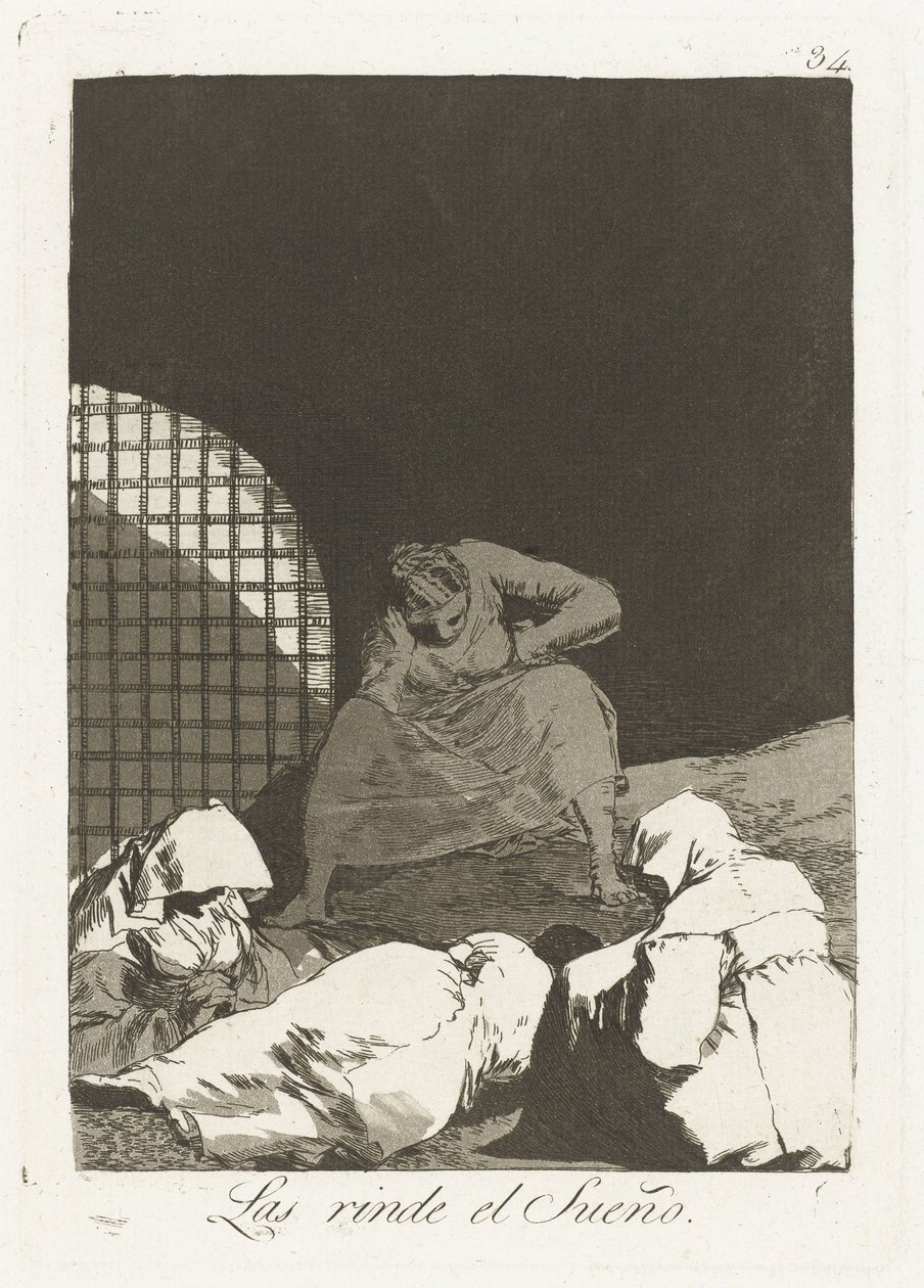 Door slaap overvallen door Francisco de Goya