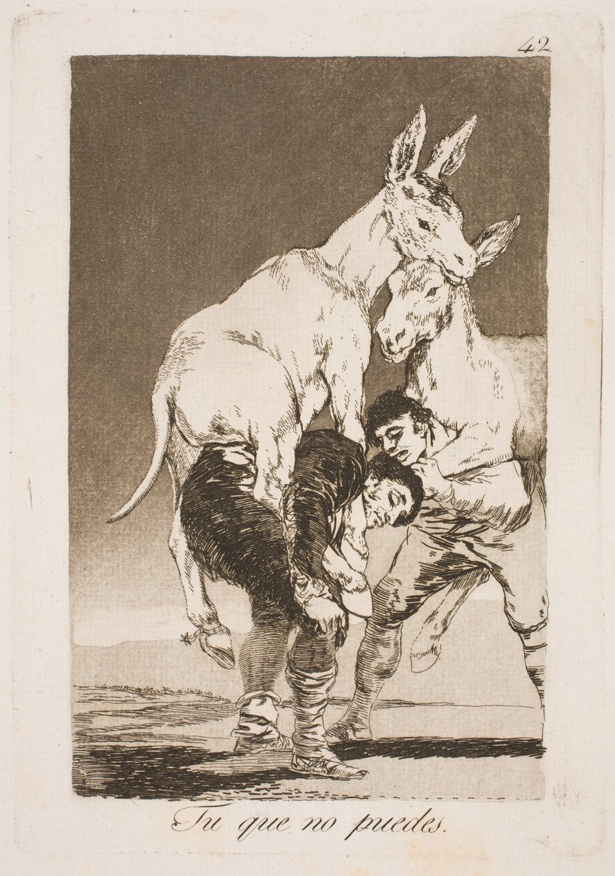 Jij die niet kunt, moet mij op je rug dragen door Francisco de Goya
