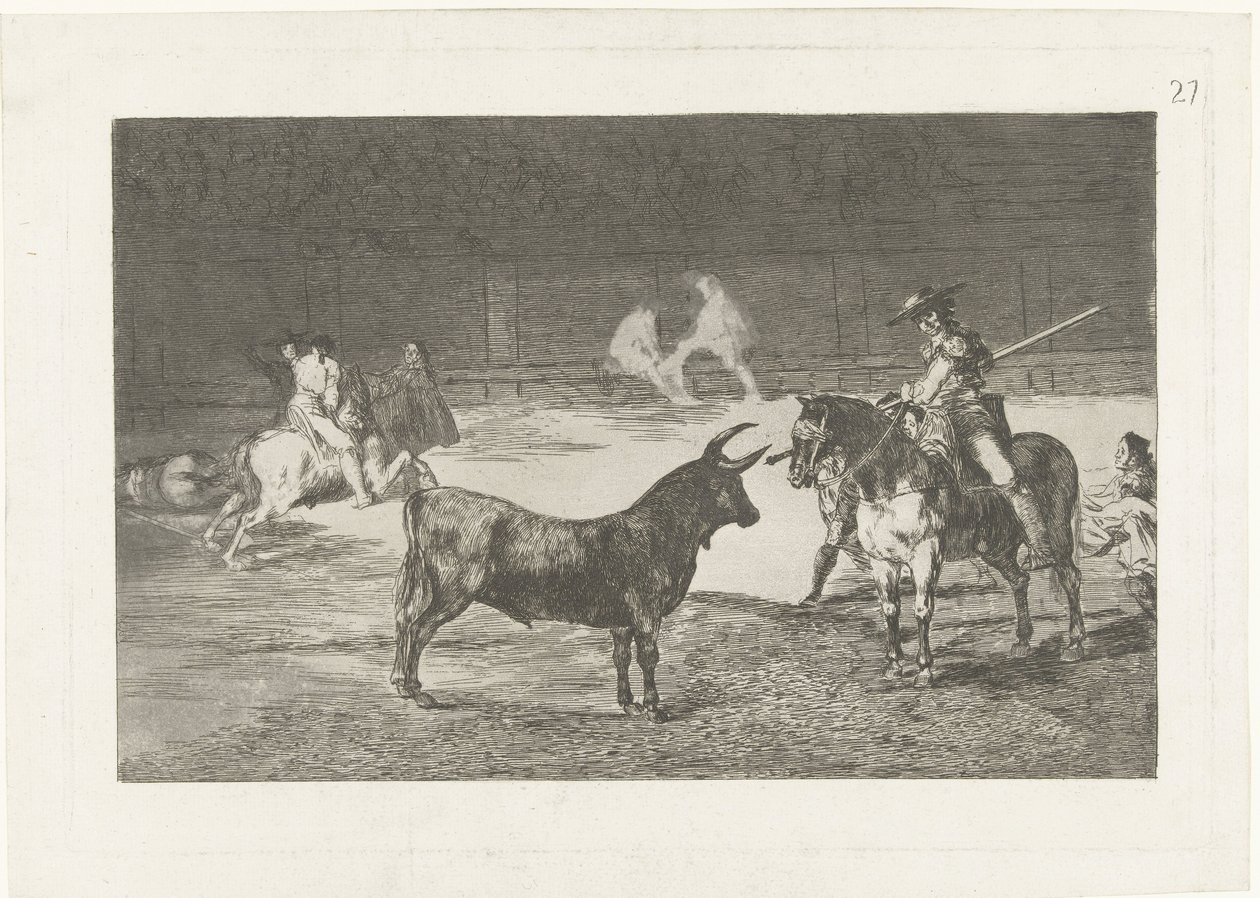 Fernando del Toro daagt een stier uit door Francisco de Goya