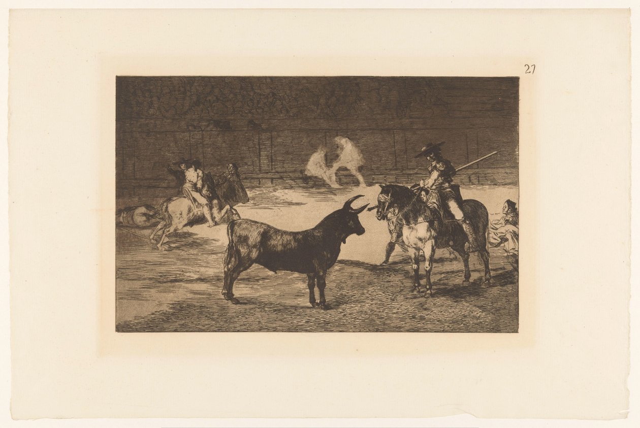 Fernando del Toro daagt een stier uit door Francisco de Goya