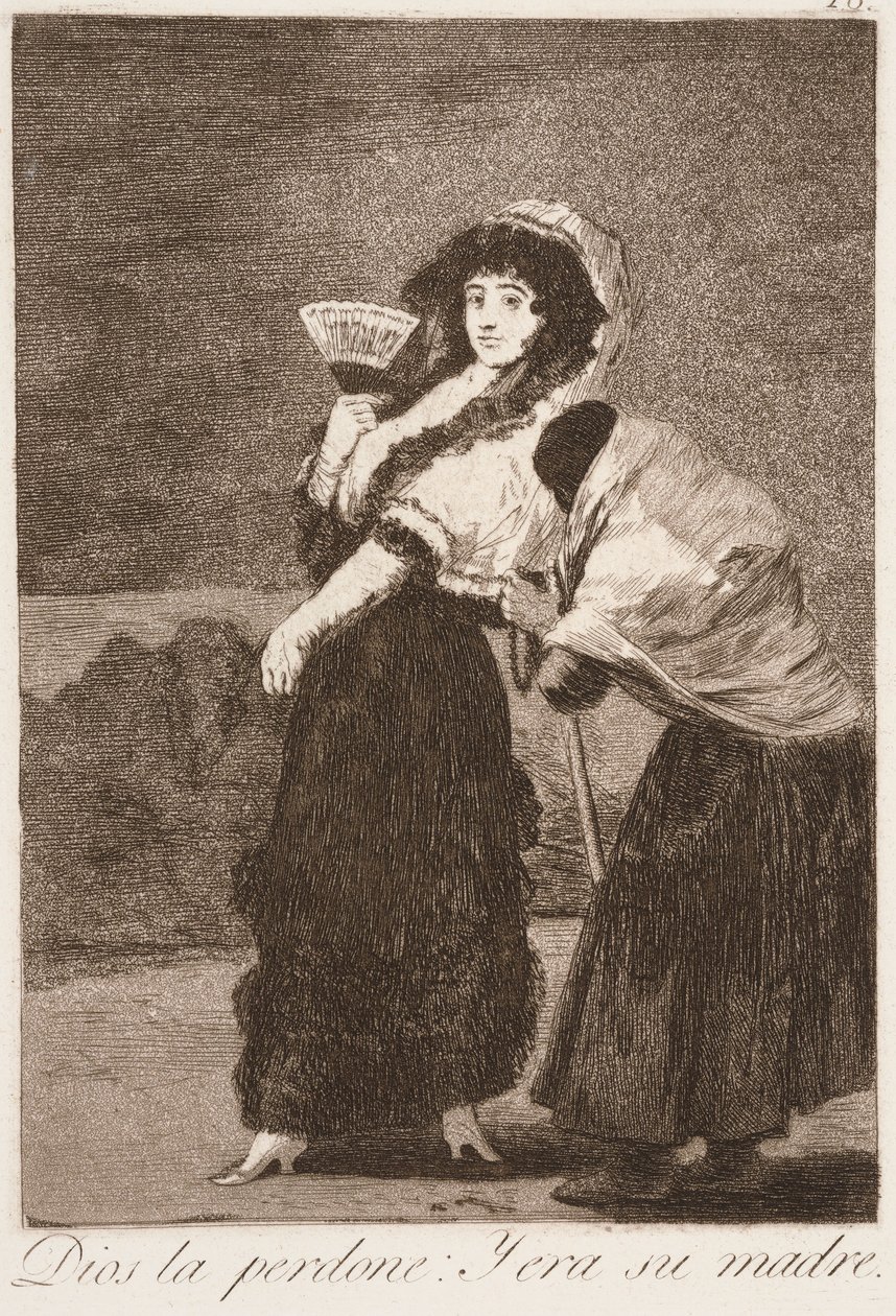 In hemelsnaam: en het was haar moeder (Dios la perdone: y era su madre) uit de serie Los Caprichos door Francisco de Goya