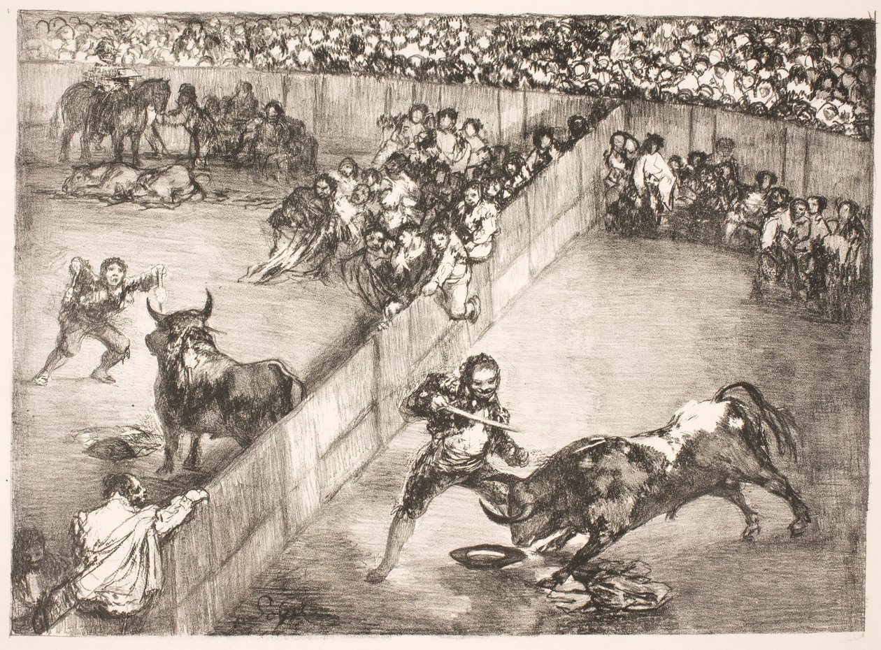 "La Division de la Place" [Stierengevecht in verdeelde arena] door Francisco de Goya