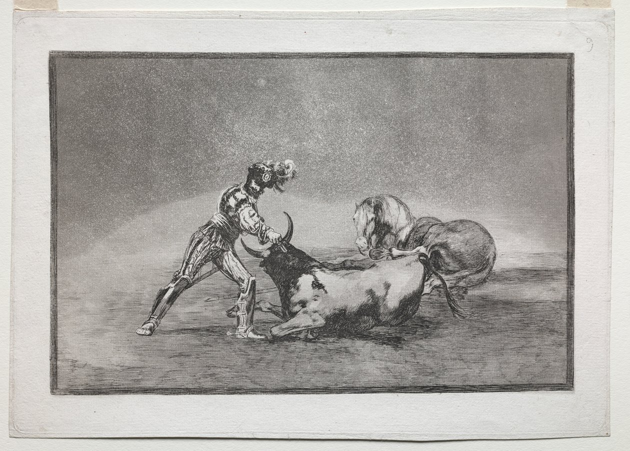 La Tauramaquia: Een Spaanse Ridder Doodt de Stier na het Verliezen van Zijn Paard door Francisco de Goya
