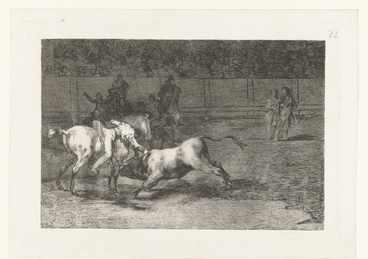 Mariano Ceballos doodt een stier door Francisco de Goya