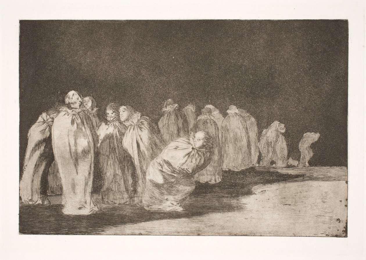 De mannen in zakken (Er zit iets onder het jute / je kunt een man niet beoordelen op zijn kleren) door Francisco de Goya