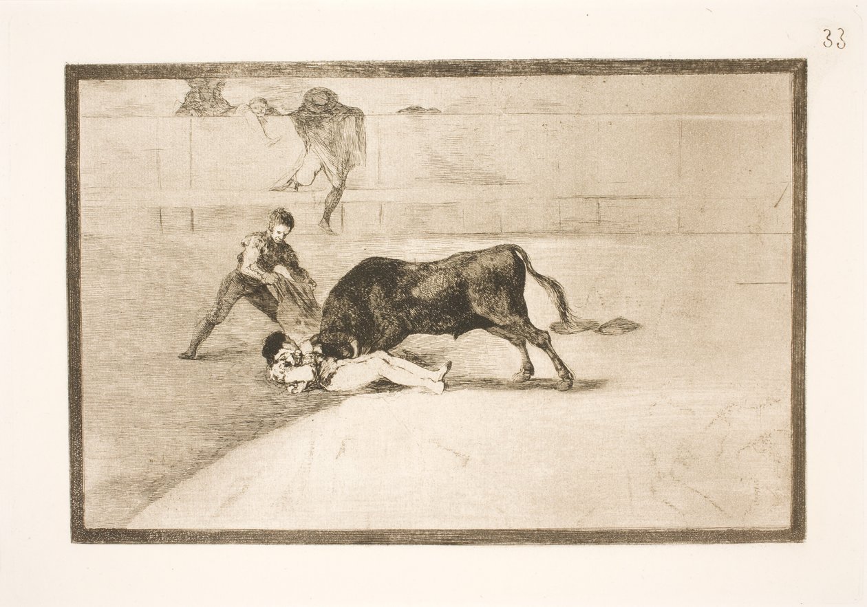De noodlottige dood van Pepe Illos in de arena van Madrid door Francisco de Goya