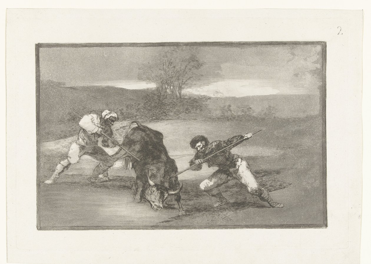 Stierenjacht te voet door Francisco de Goya