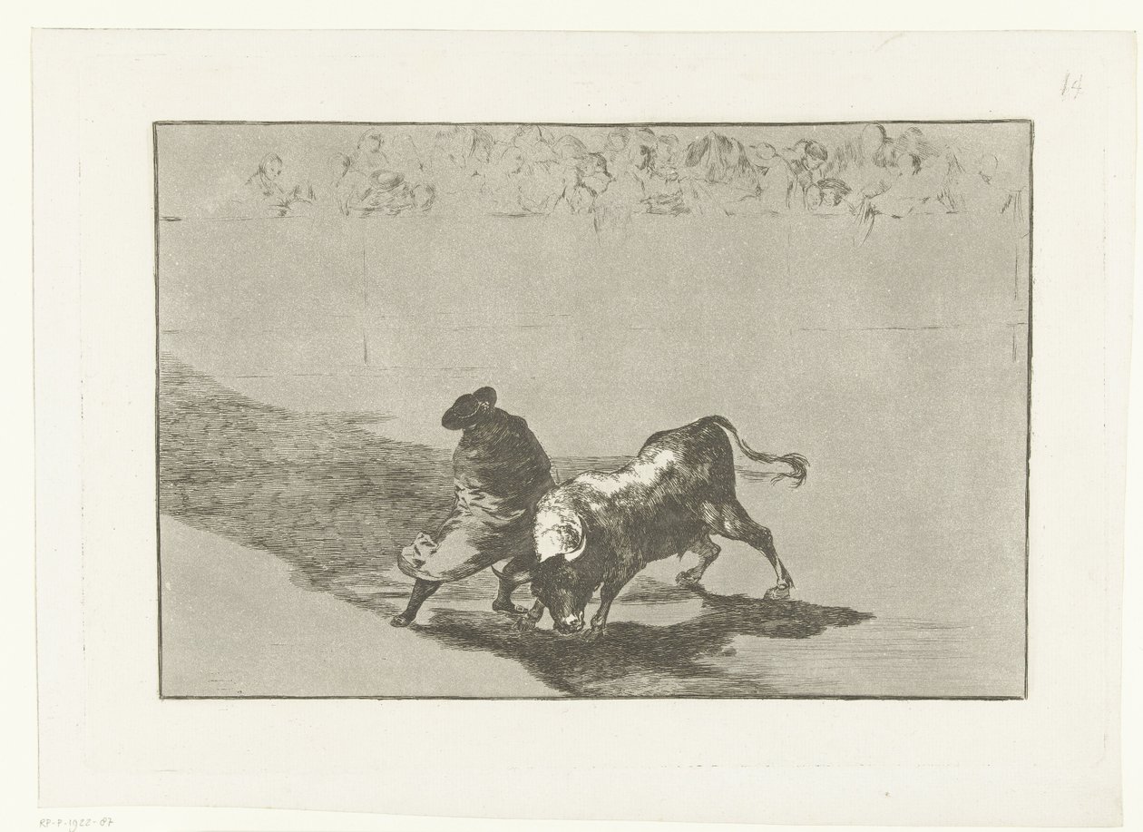 Stierenvechter in een arena door Francisco de Goya