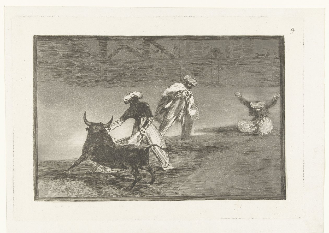 Stierenvechters in een arena door Francisco de Goya