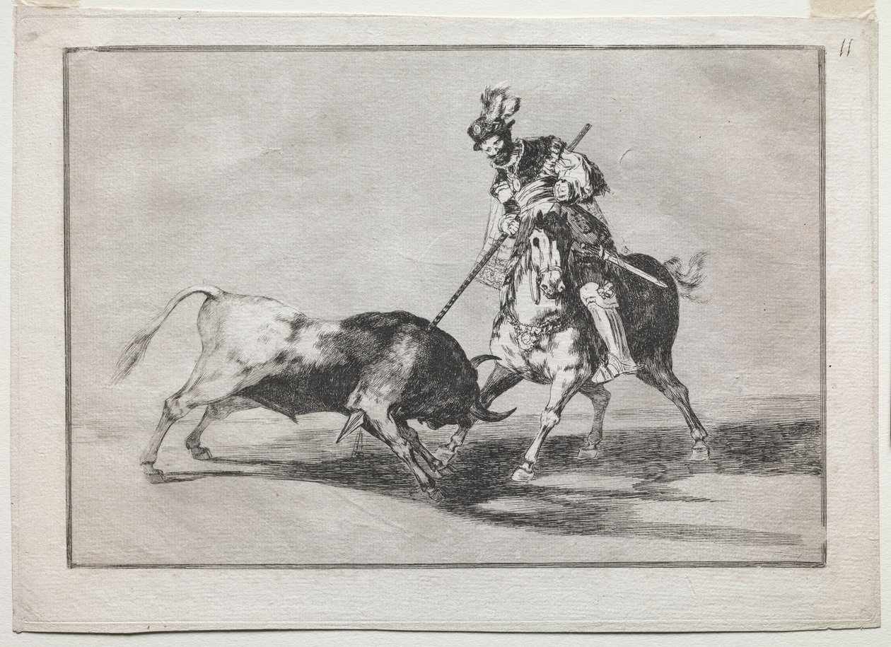 De Cid Campeador die een andere stier spietst, 1815-1816 door Francisco de Goya