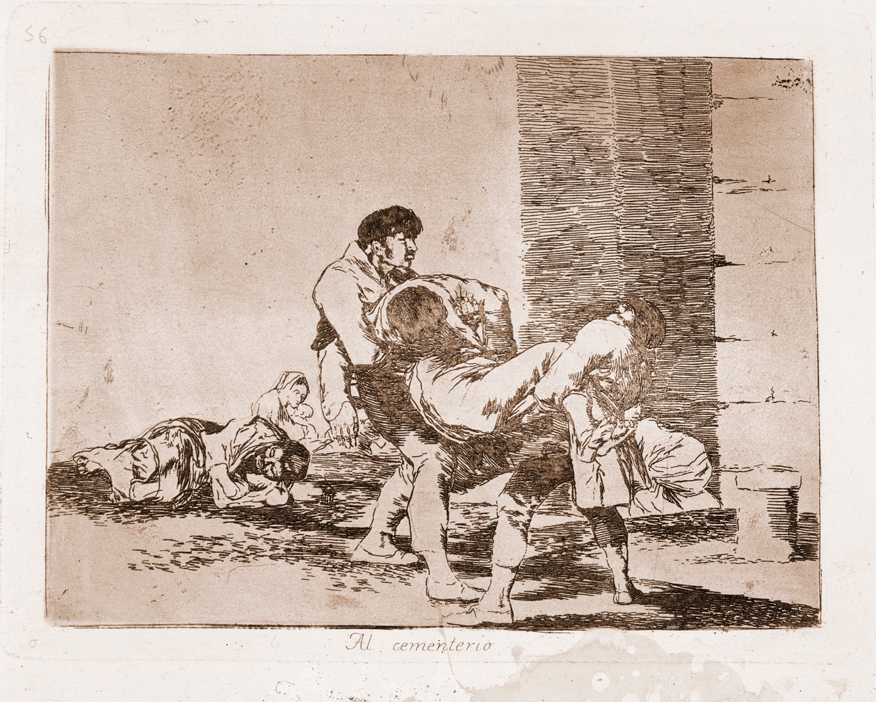 De rampen van de oorlog: Op het kerkhof (gravure naar de voorbereidende tekening) door Francisco de Goya
