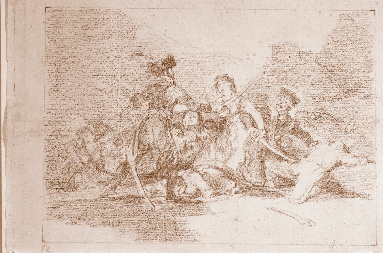 De rampen van de oorlog: Het is al te laat (voorbereidende tekening) door Francisco de Goya
