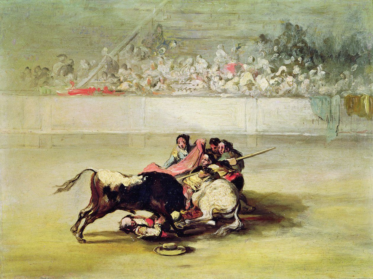 De Val van een Picador van zijn Paard onder een Stier door Francisco de Goya
