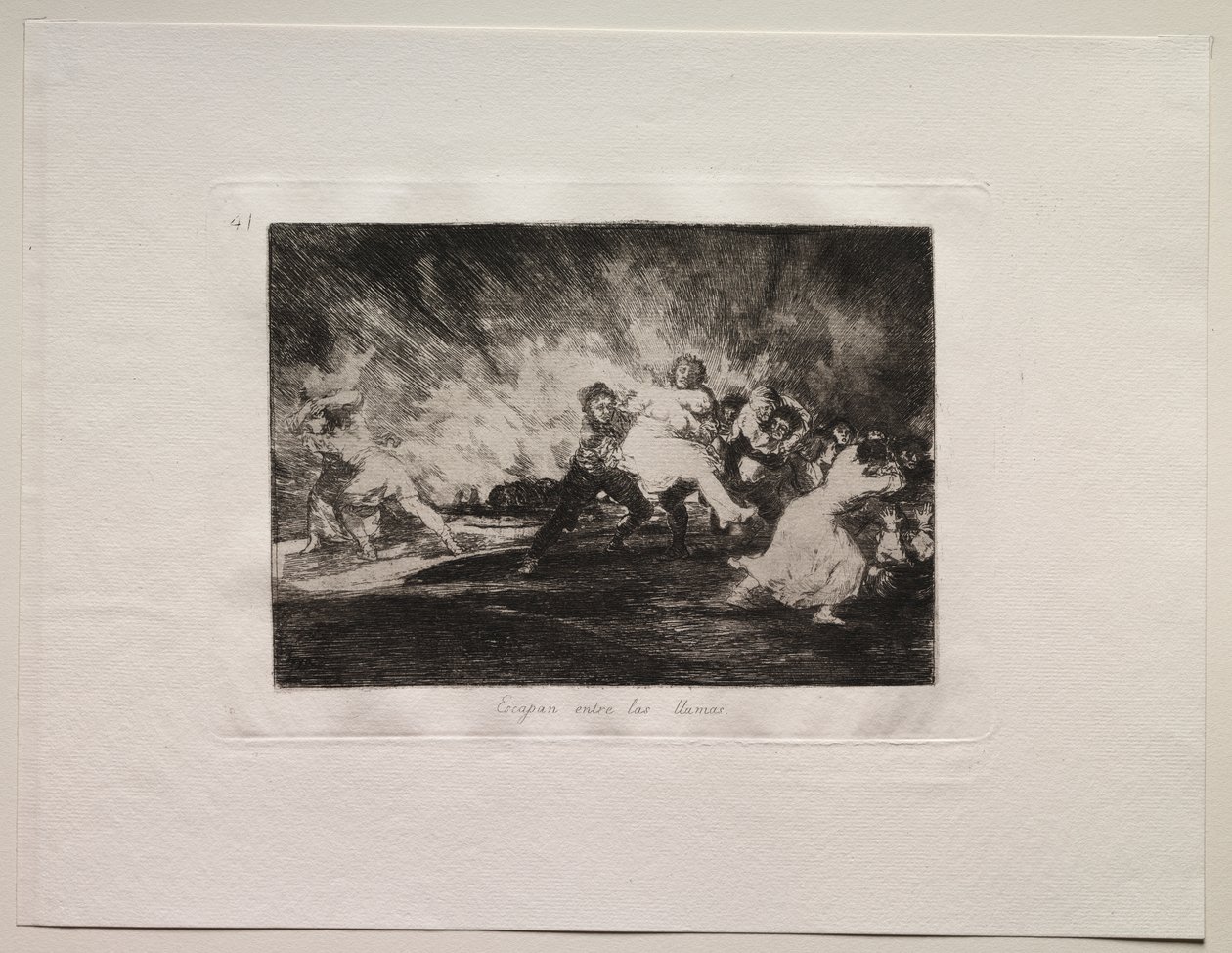 De Verschikkingen van de Oorlog: Ze Ontsnappen Door de Vlammen door Francisco de Goya