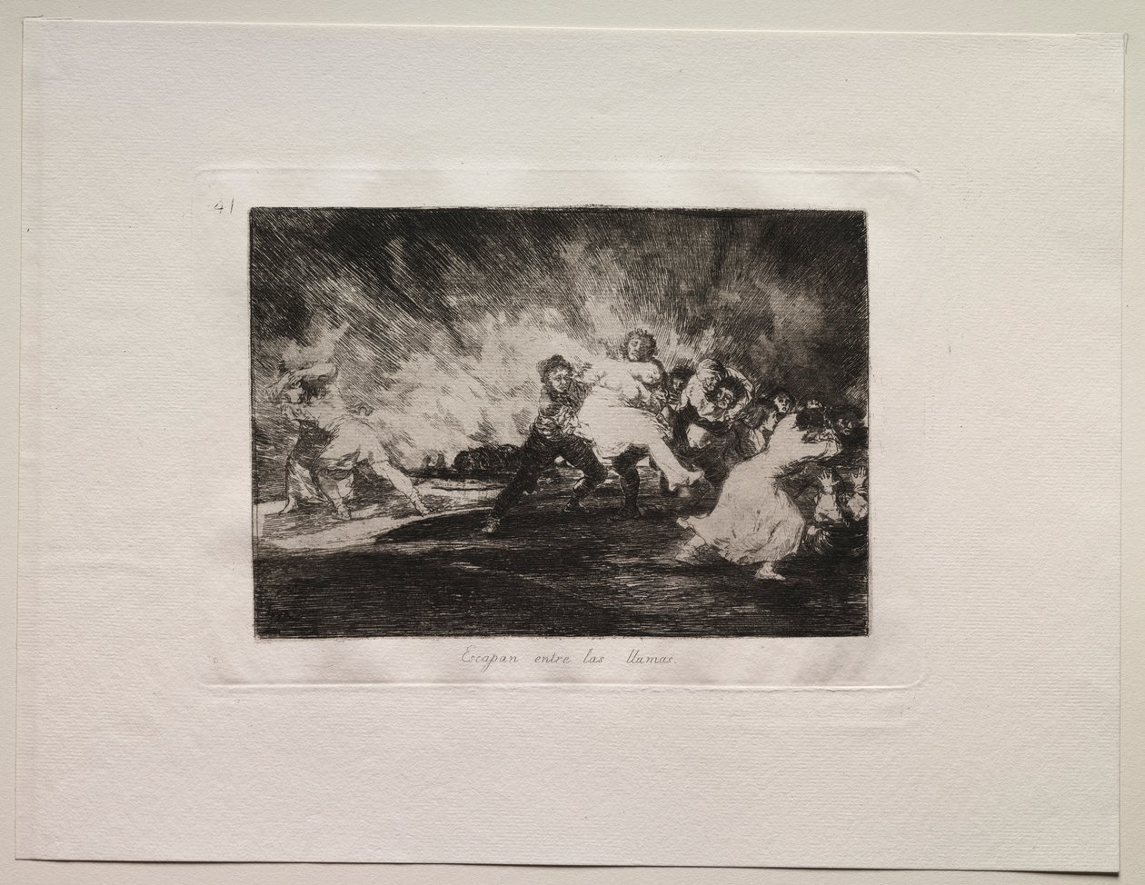 De Verschrikking van de Oorlog: Ze Ontsnappen Door de Vlammen door Francisco de Goya