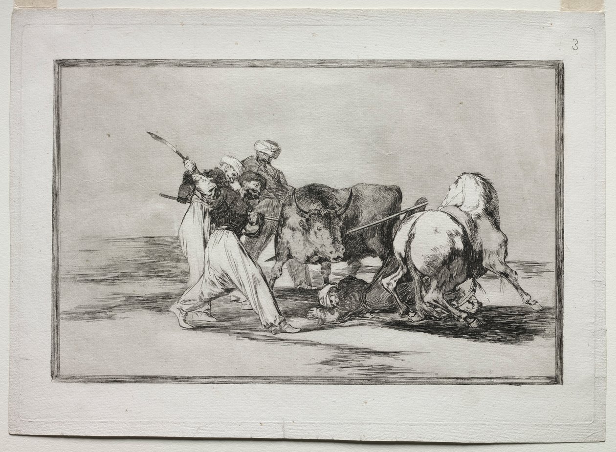 De Moren gevestigd in Spanje, afstand doen van de bijgeloven van de Koran, aangenomen deze kunst..., 1815-1816 door Francisco de Goya