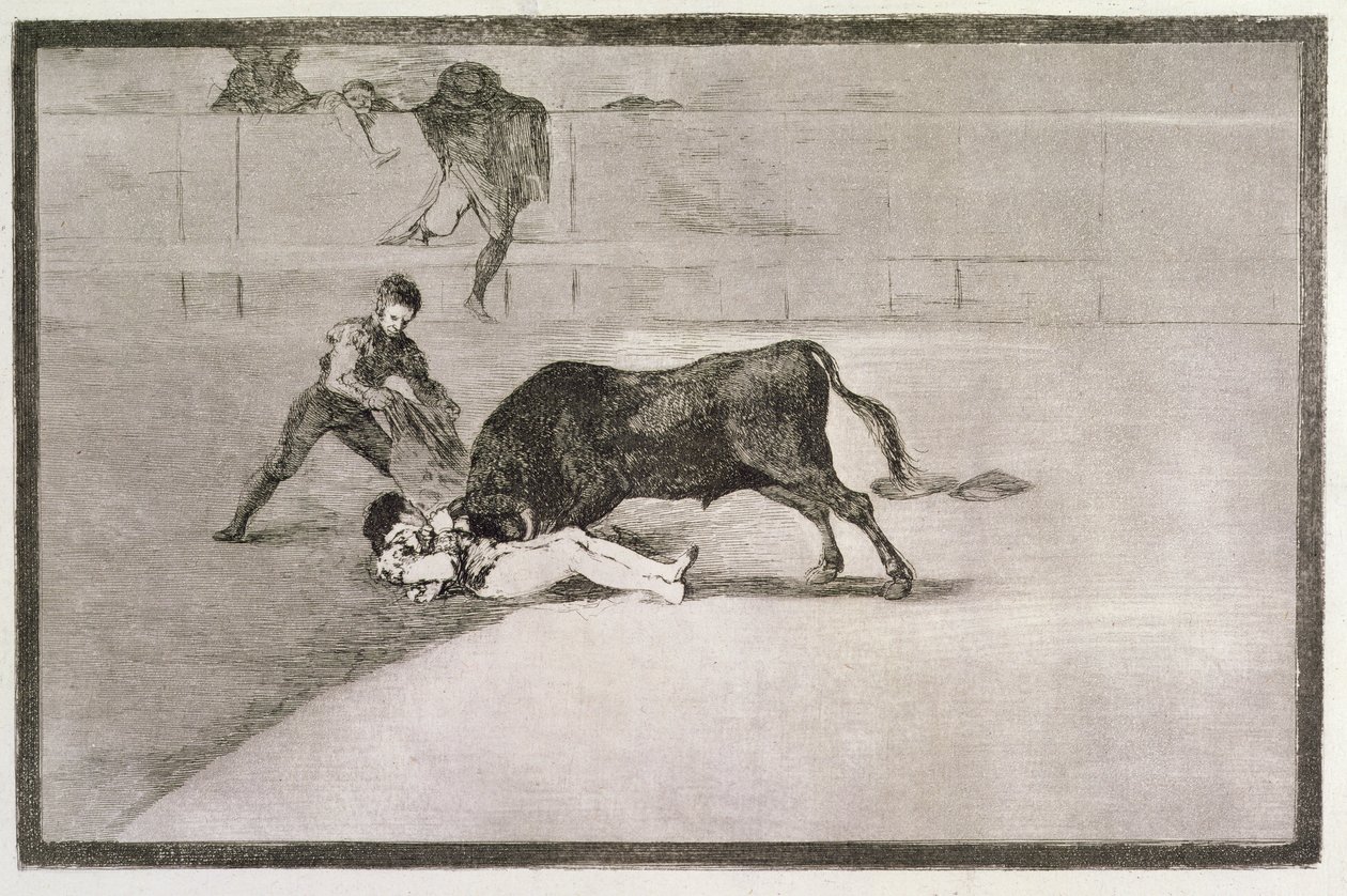 De ongelukkige dood van Pepe Hillo (Jose Delgado) in de arena in Madrid op 11 mei 1801, plaat 33 van 