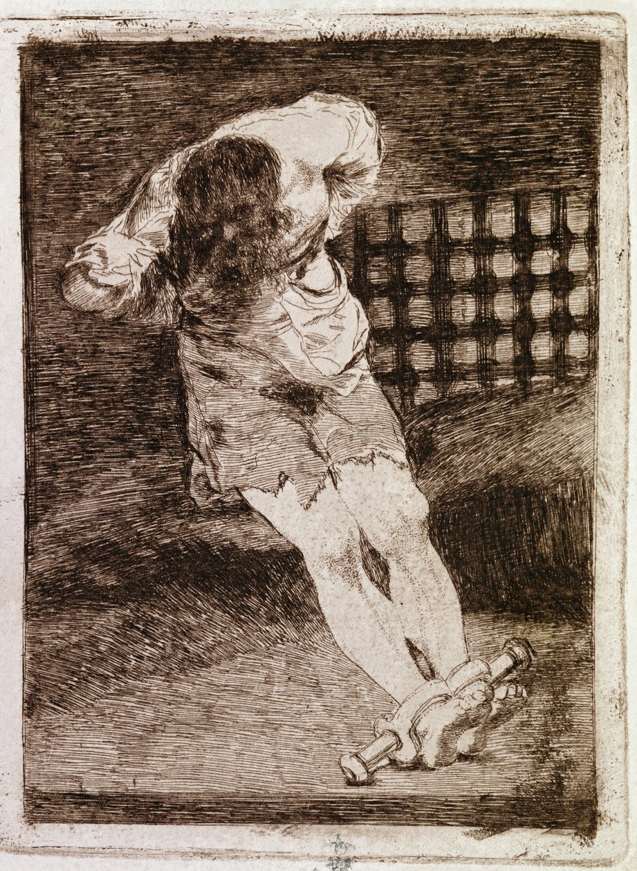 De opsluiting van een schuldige vereist geen marteling (gravure) door Francisco de Goya