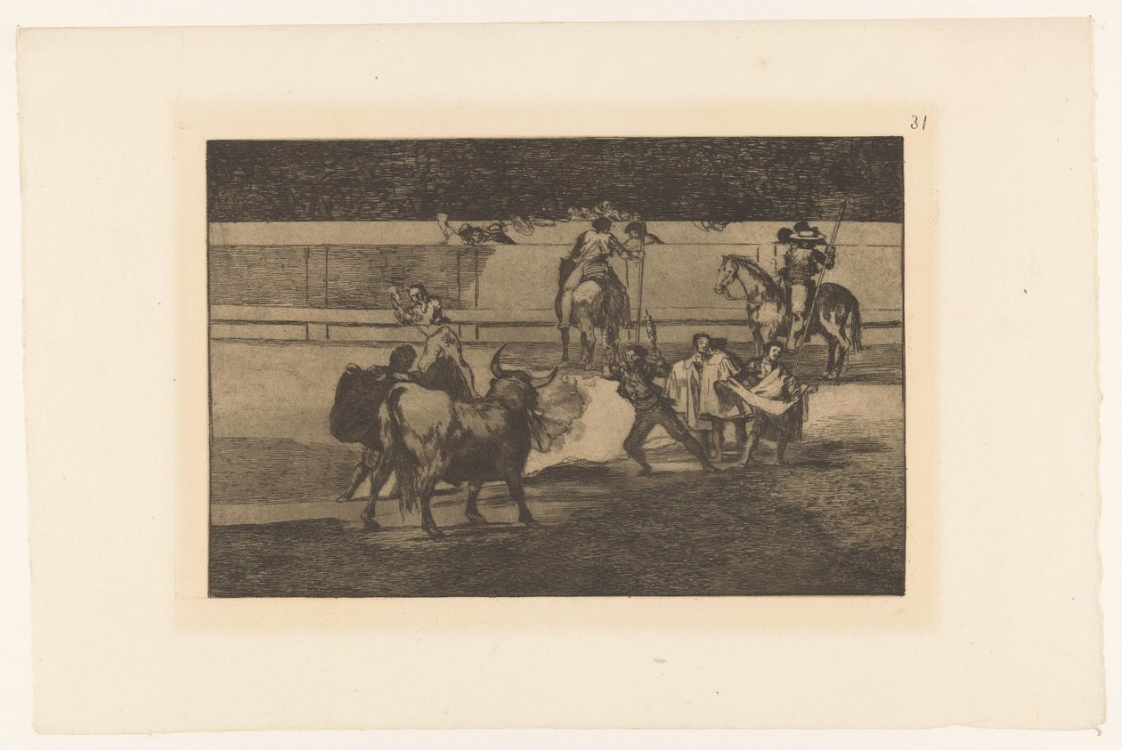 Torero met brandende banderillas door Francisco de Goya