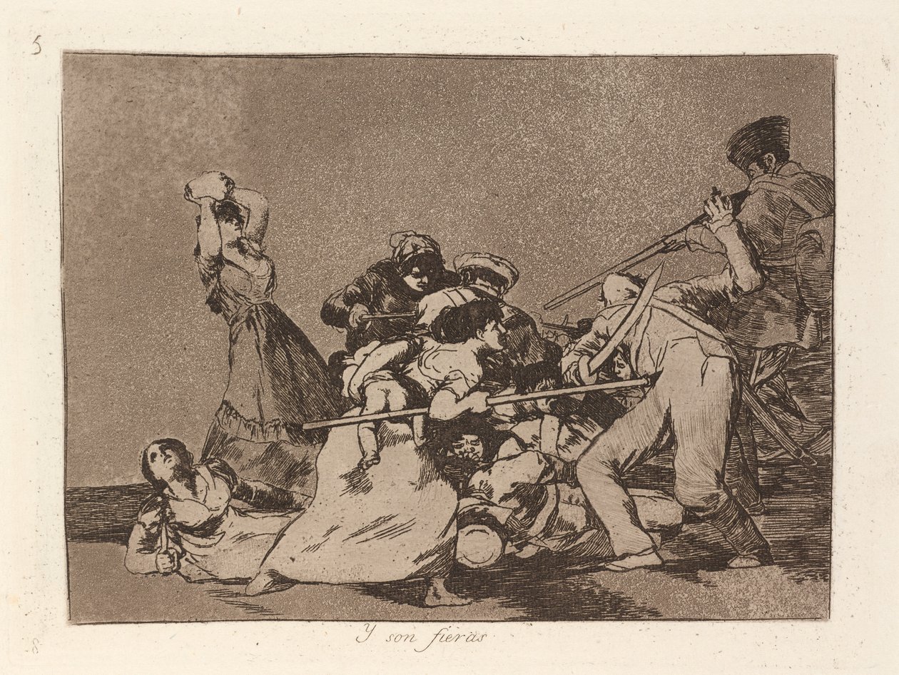 En Ze Zijn Als Wilde Beesten door Francisco de Goya