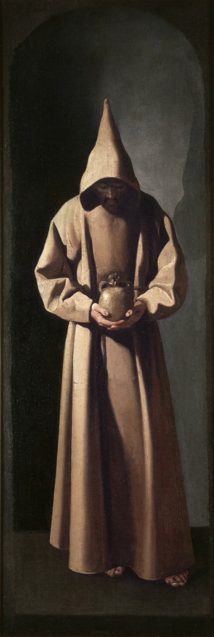 Franciscus aanschouwt een schedel, ca. 1635 (olieverf op doek) door Francisco de Zurbaran
