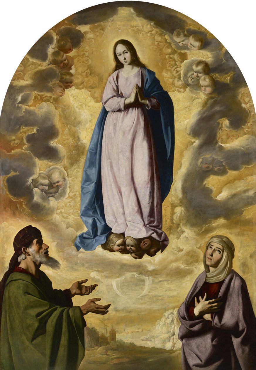 De onbevlekte ontvangenis met de heilige Joachim en de heilige Anna door Francisco de Zurbaran