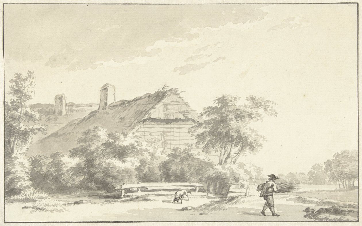Boer voor een boerderij door Franciscus Andreas Milatz