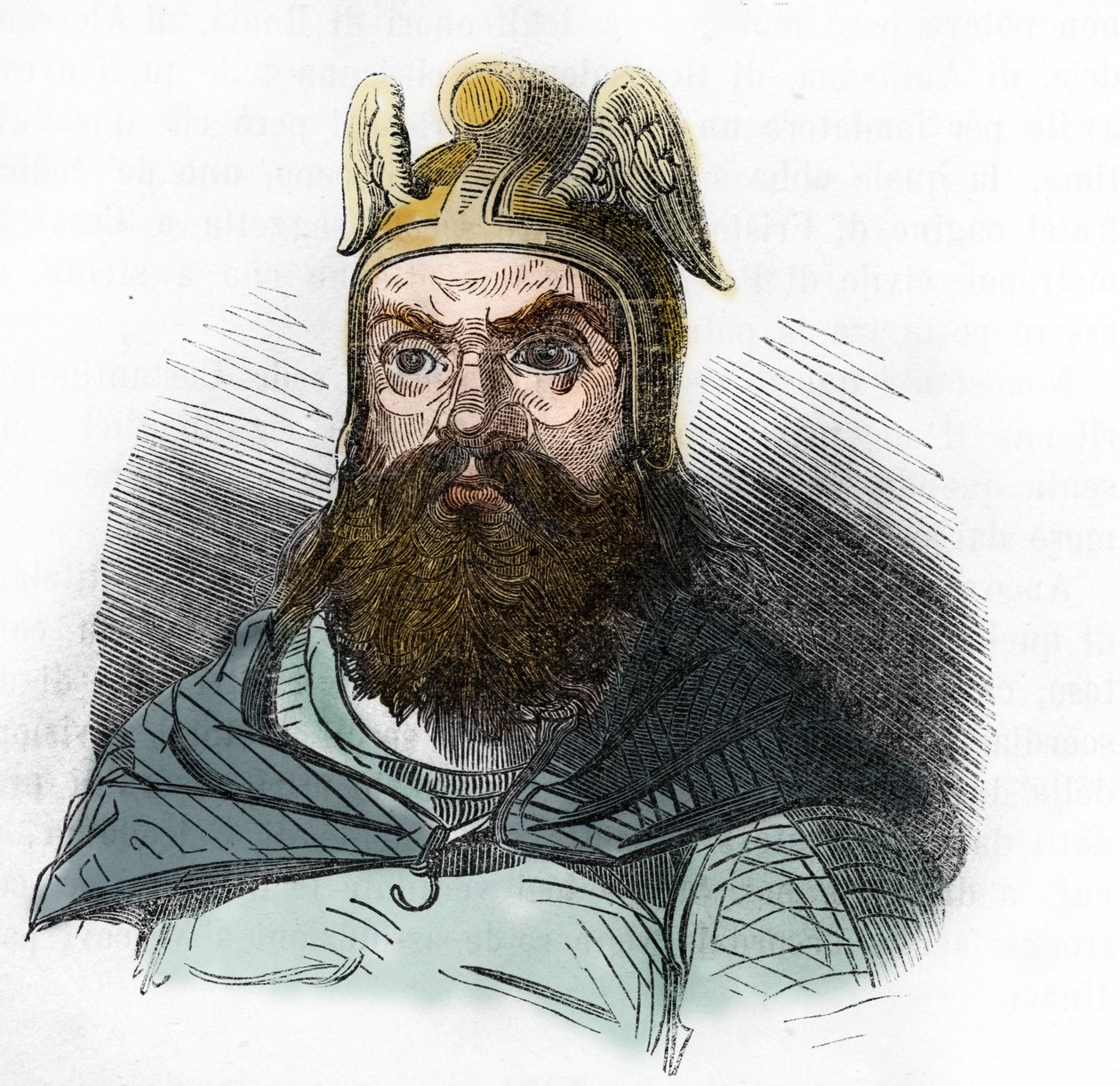 Portret van Attila (395-453) Koning van de Hunnen Tekening uit 'I ...