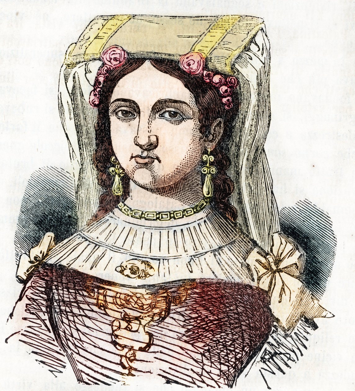 Portret van de Romeinse edelvrouw Marozie Iere, dochter van Theophylacte en Theodora I de Oude, tekening uit 