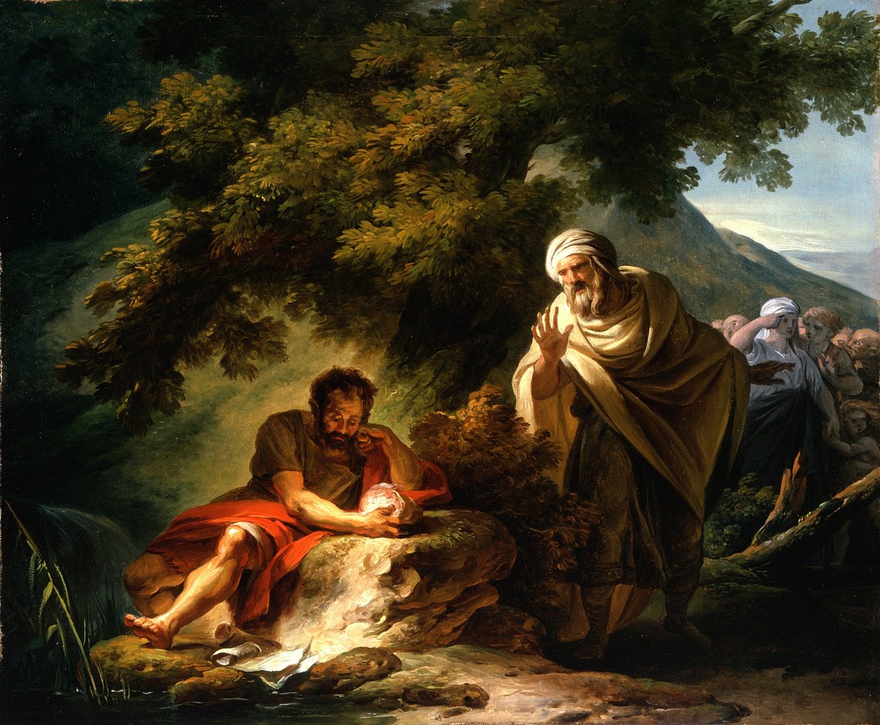 Democritus onder de Abderitans, ca. 1790 door François André Vincent