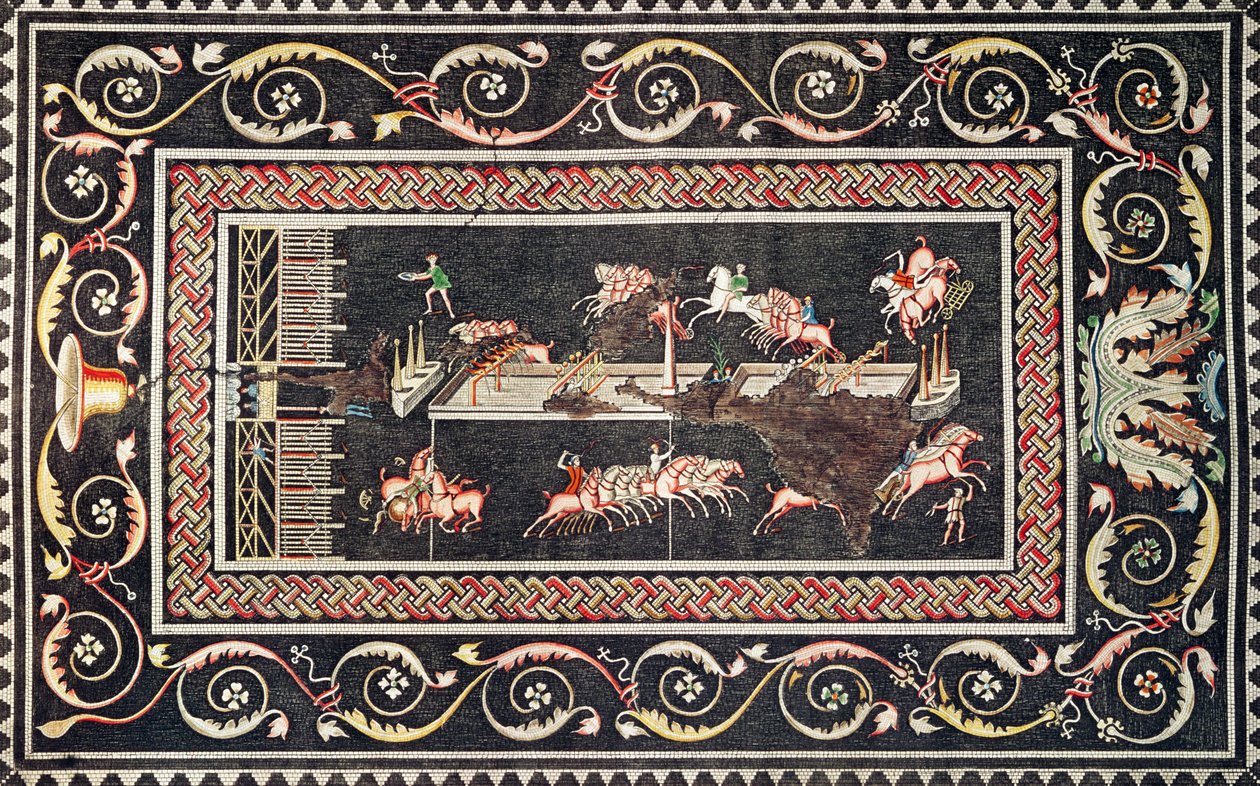 Voorstelling van een mozaïek ontdekt in Lyon met circusspelen, 1806 door Francois Artaud
